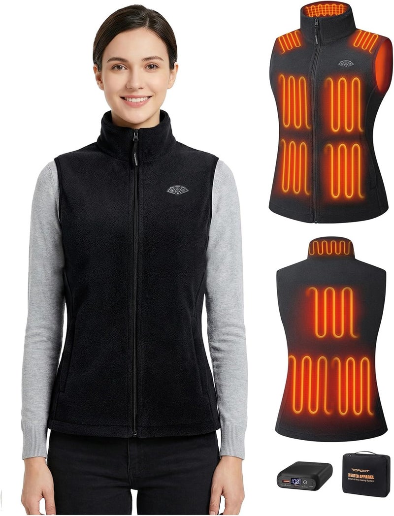 Topdot Store Fleece Women's Heated Vest with Battery Pack 16000mAh 7.4V, Heated Vest for Women with10-Heated Zones for Outdoor Work - Image 1